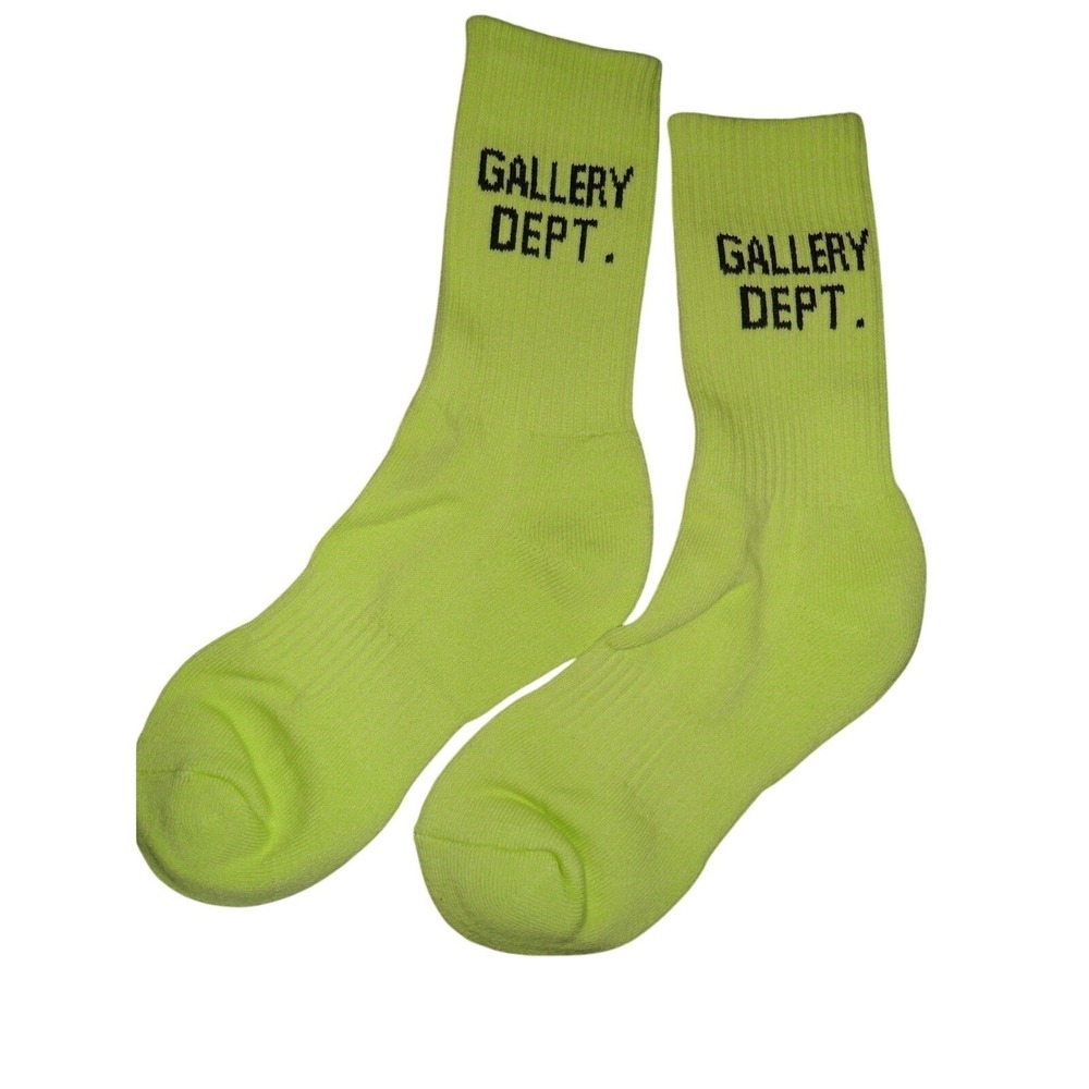 Gallery Dept. Socks Women's Small 4-6.5‎ Crew Green Lime Black Logo - 1 Pair New